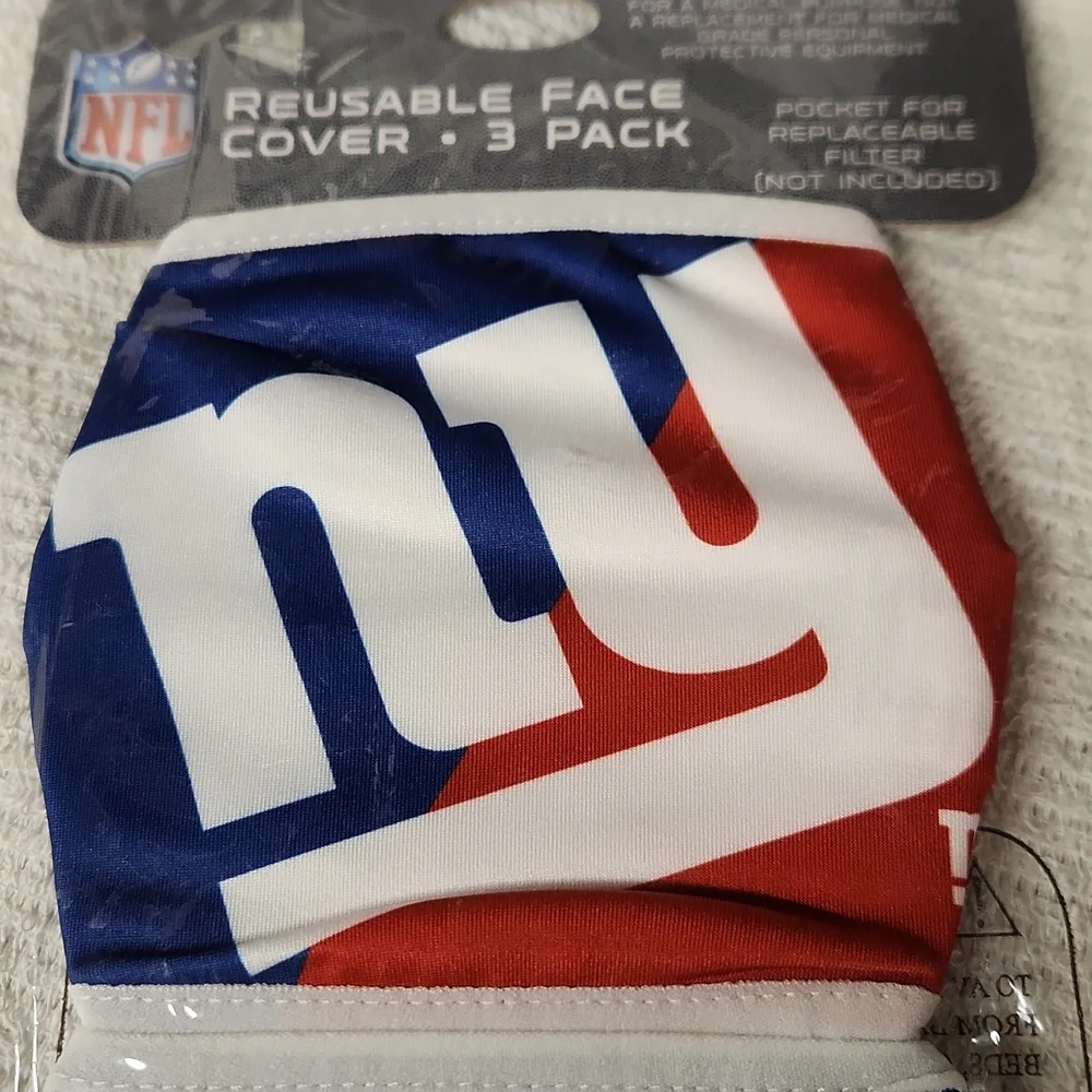 NWT 3 Pack NFL NY Giants Reusable Face Cover
